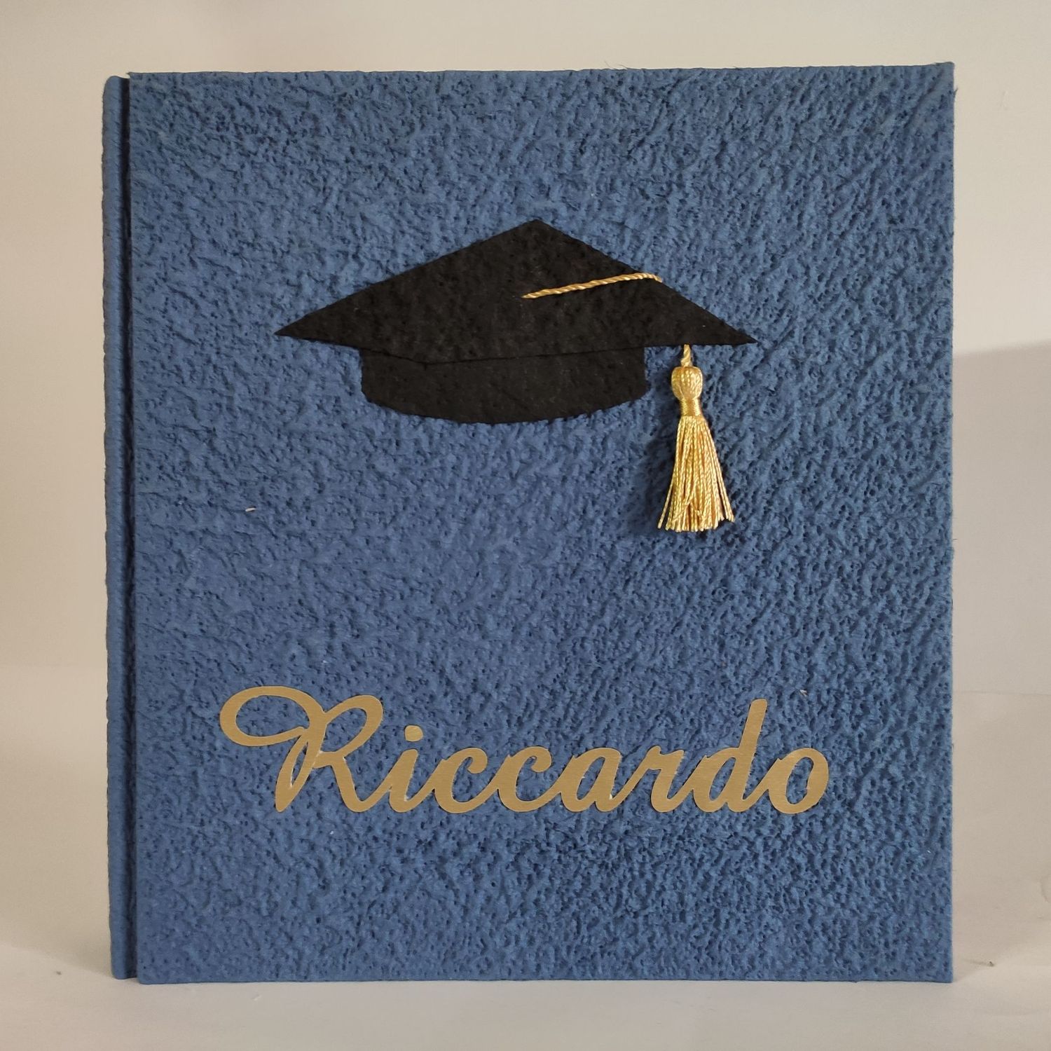 Album fotografico laurea blu con tocco e nome