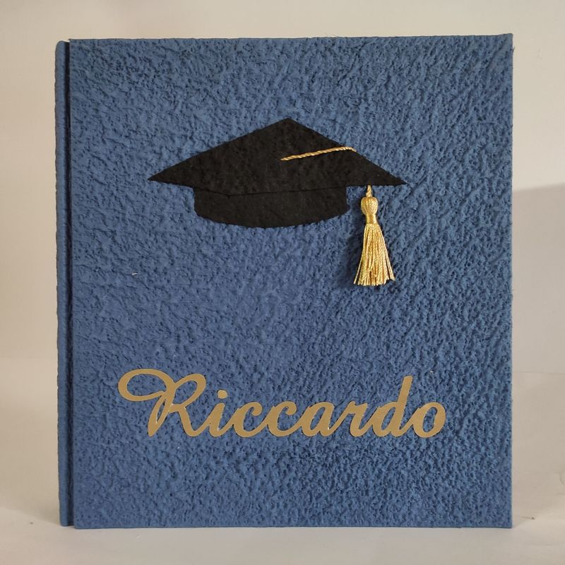 Album fotografico laurea blu con tocco e nome