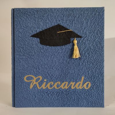 Album fotografico laurea blu con tocco e nome