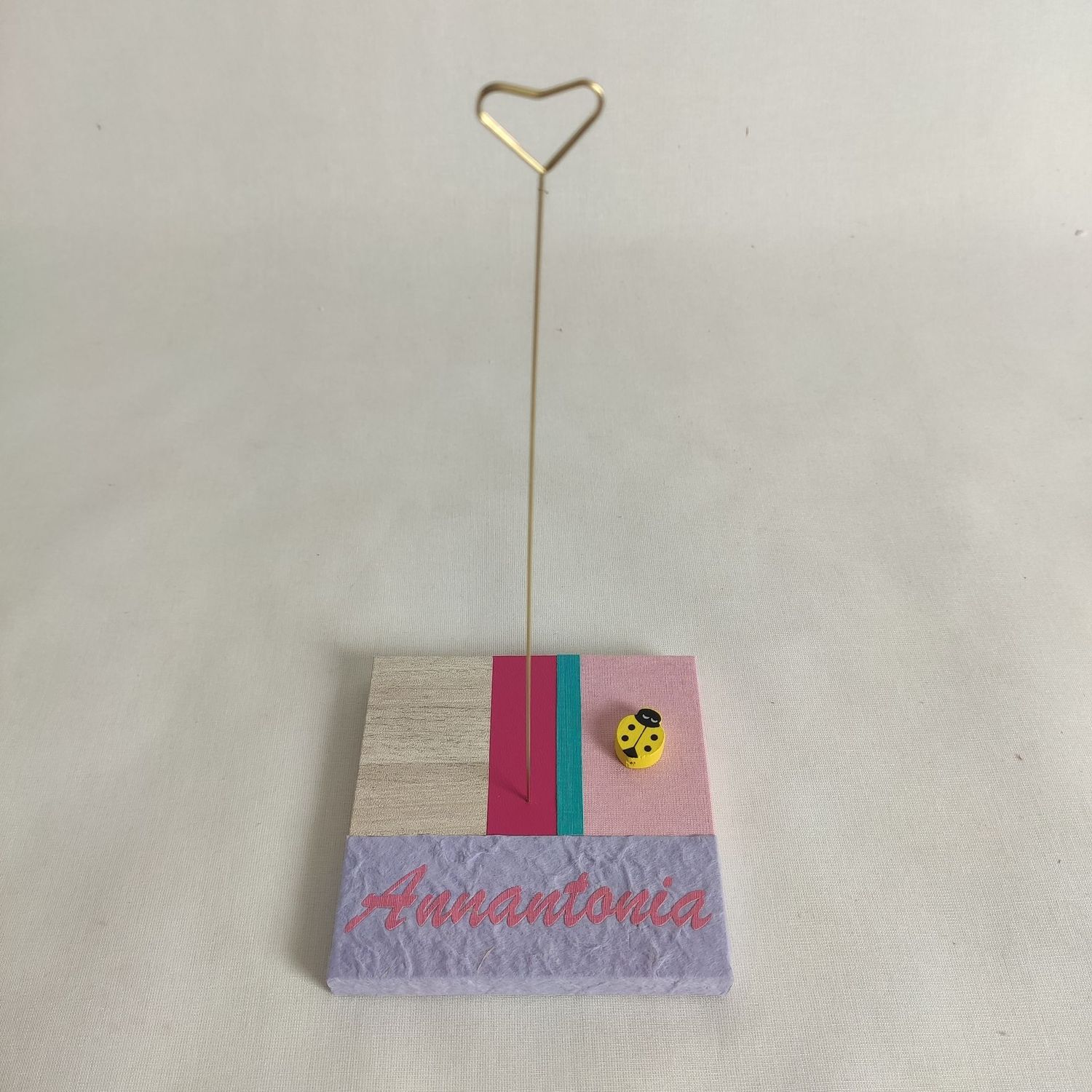 Portafoto patchwork cuore con nome