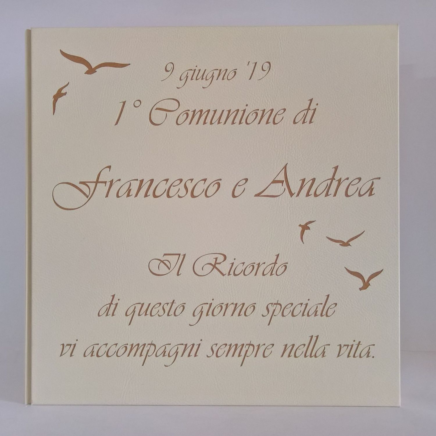 Album fotografico Prima Comunione frase e gabbiani