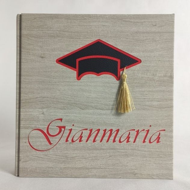 Album fotografico laurea con nome effetto legno