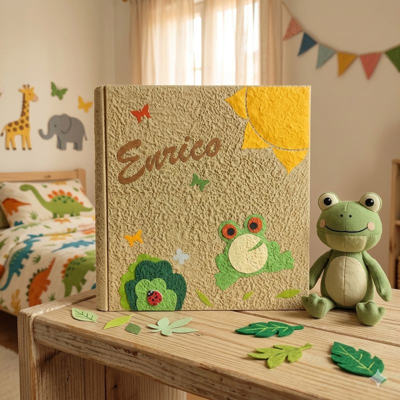 Album fotografico con rana ranocchio e nome Album fotografico con rana ranocchio e nome