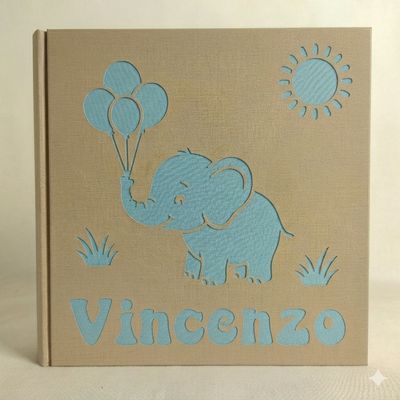 Album fotografico elefantino savana con nome