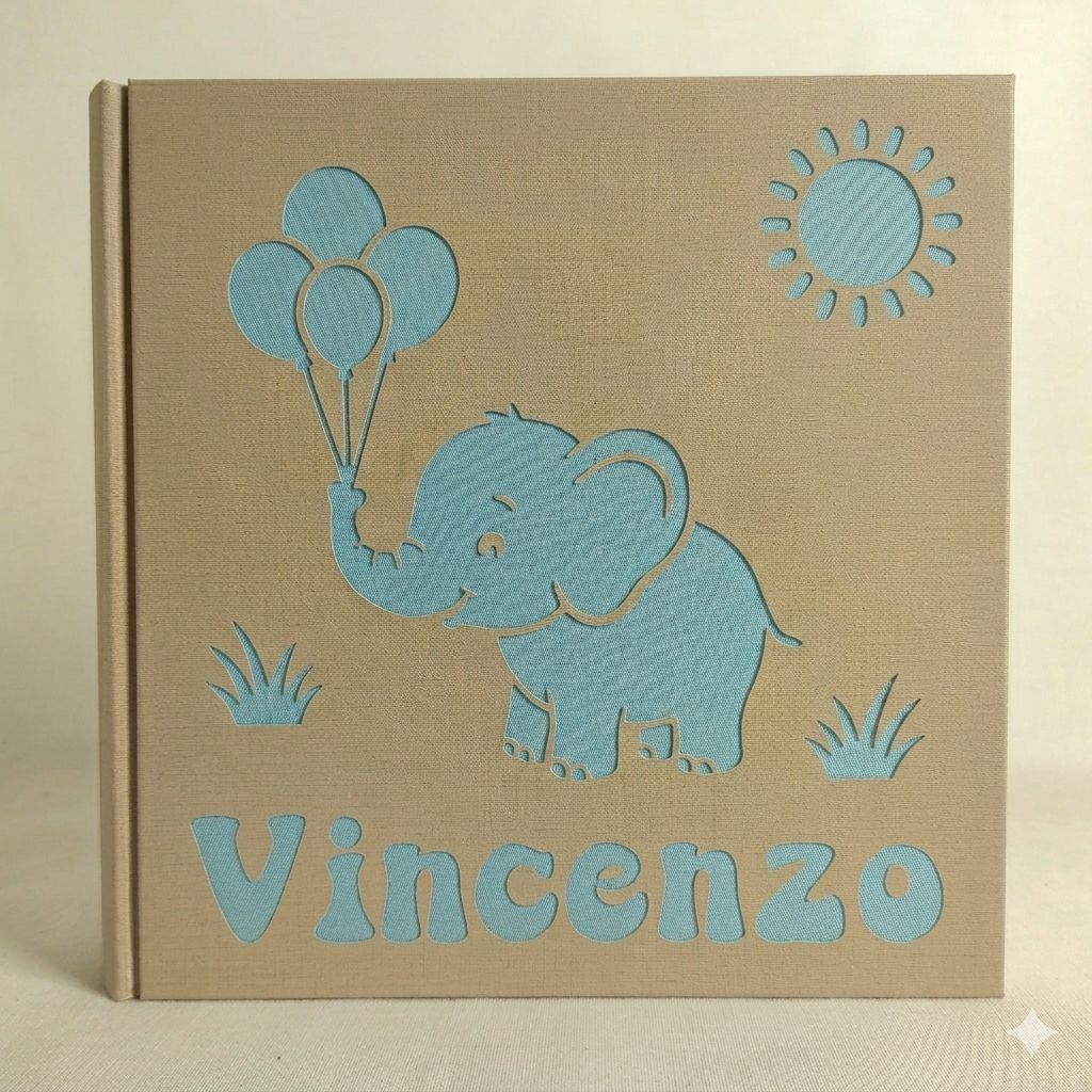 Album fotografico elefantino savana con nome Album fotografico elefantino savana con nome