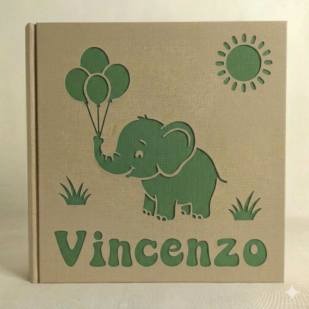 Album fotografico elefantino e palloncini con nome Album fotografico elefantino e palloncini con nome