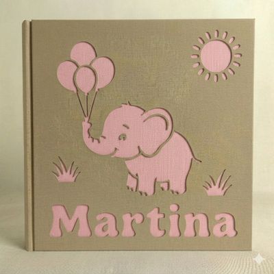 Album fotografico elefante e palloncini con nome