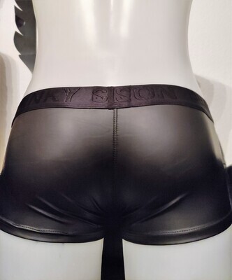 Black Leder Hot Pants, Faux Leather, Wetlook, Softbund, Shape &amp; Push Up, M - XXL