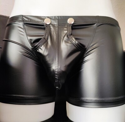 Super Sexy Leder Pants / Shorts zum Knöpfen Lederoptik Wetlook Style BLACK Größen L , XL, 2XL