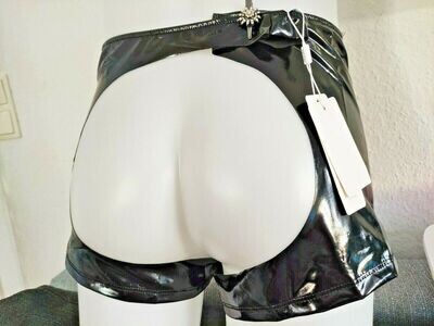 Mega Glossy Lack Pants/Hipster, Wetlook-Shorts, Echter Zipper, Spiegelglanz Gr. XXL