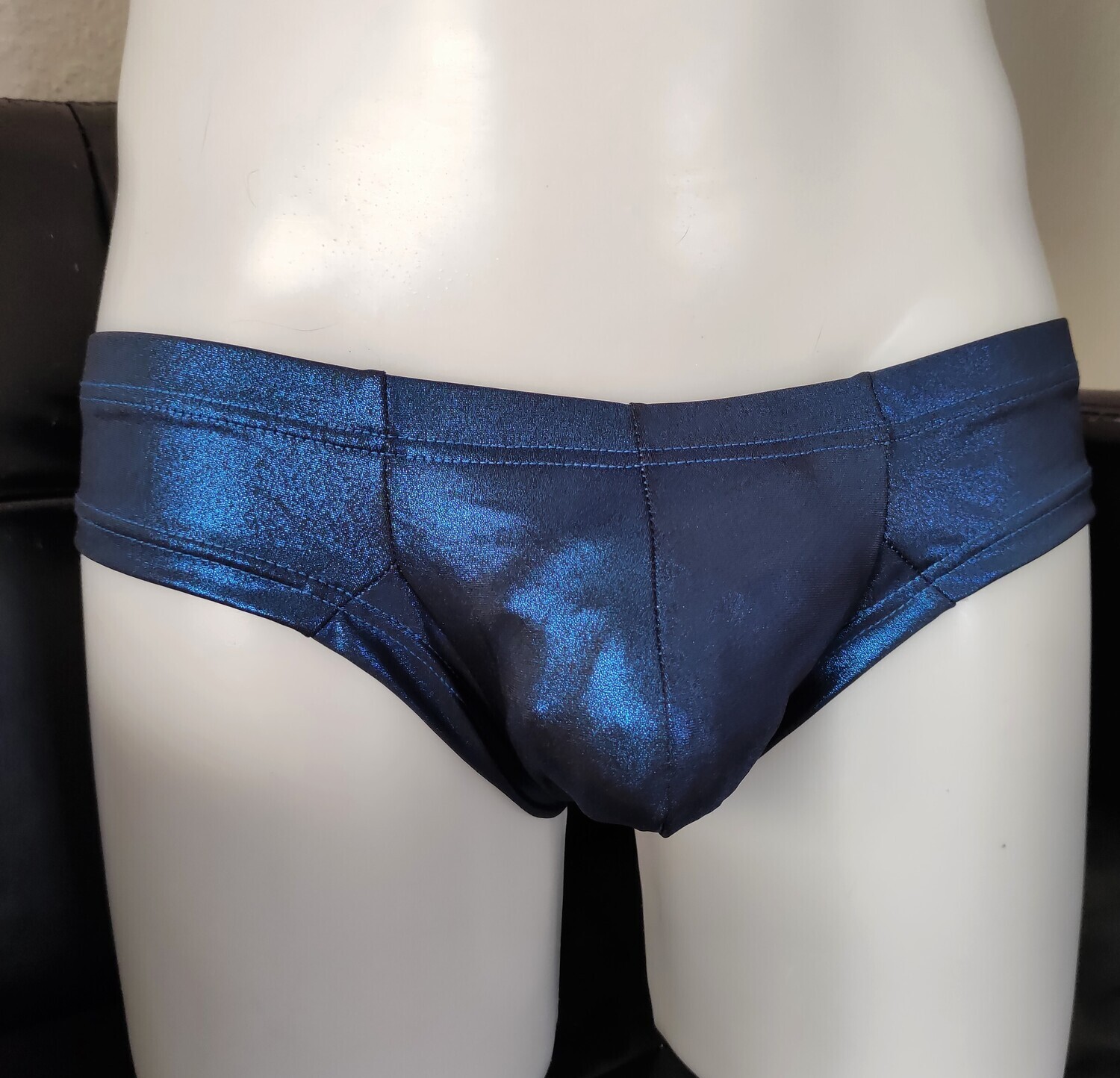 Hot Pants / Shiny Hipster, Wetlook Style, Soft Touch Cold-Metallic Blue XL, XXL