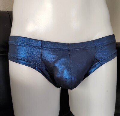 Hot Pants / Shiny Hipster, Wetlook Style, Soft Touch Cold-Metallic Blue XL, XXL