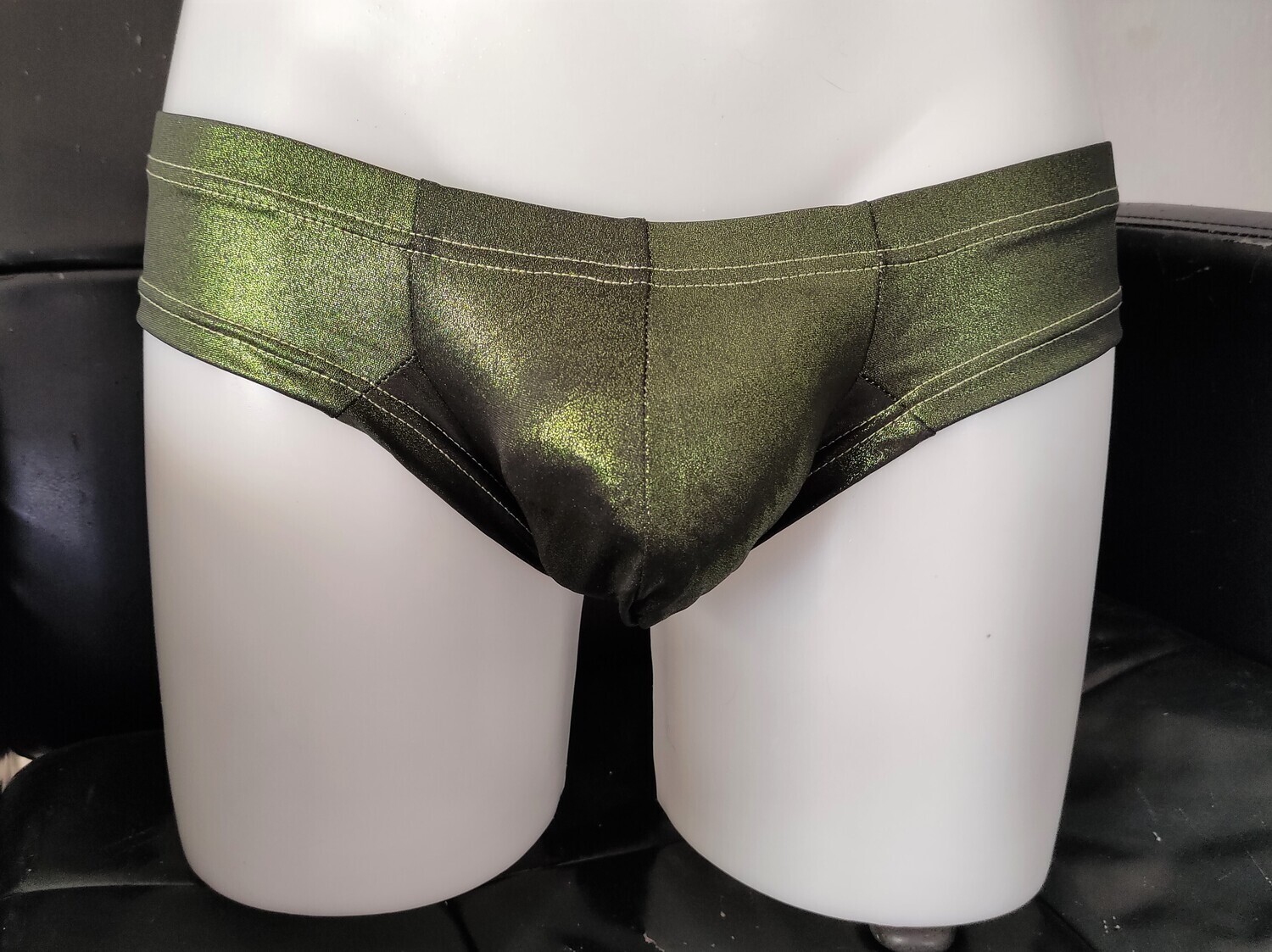 Hot Pants / Shiny Hipster, Wetlook Style, Soft Touch Cold-Metallic Green  XXL