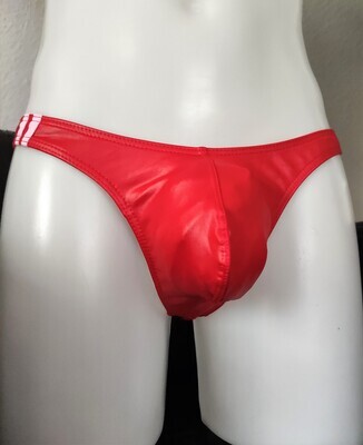 &quot;Second-Skin&quot; String Tanga Lederoptik Slip in Wetlook Premium Qualität, Farbe Rot