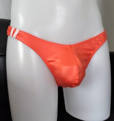 &quot;Second-Skin&quot; String Tanga Lederoptik Slip in Wetlook Premium Qualität, Farbe Orange