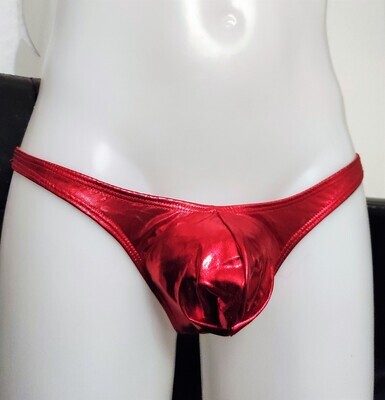 Mega Hot! &quot;Glossy-Metallic-String&quot; Tanga Wetlook Spiegelglanz, Red One Size