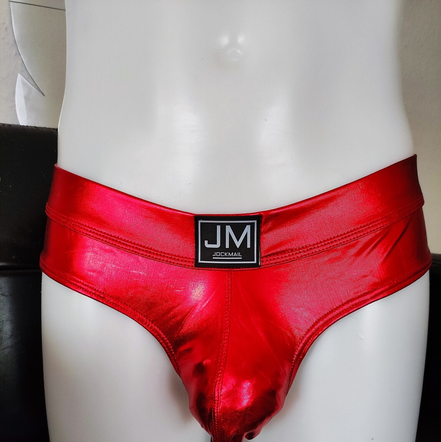 &quot;Metallic-Red&quot; Shiny Hipster, Slip Wetlook Style, Softbund Gr. M oder L