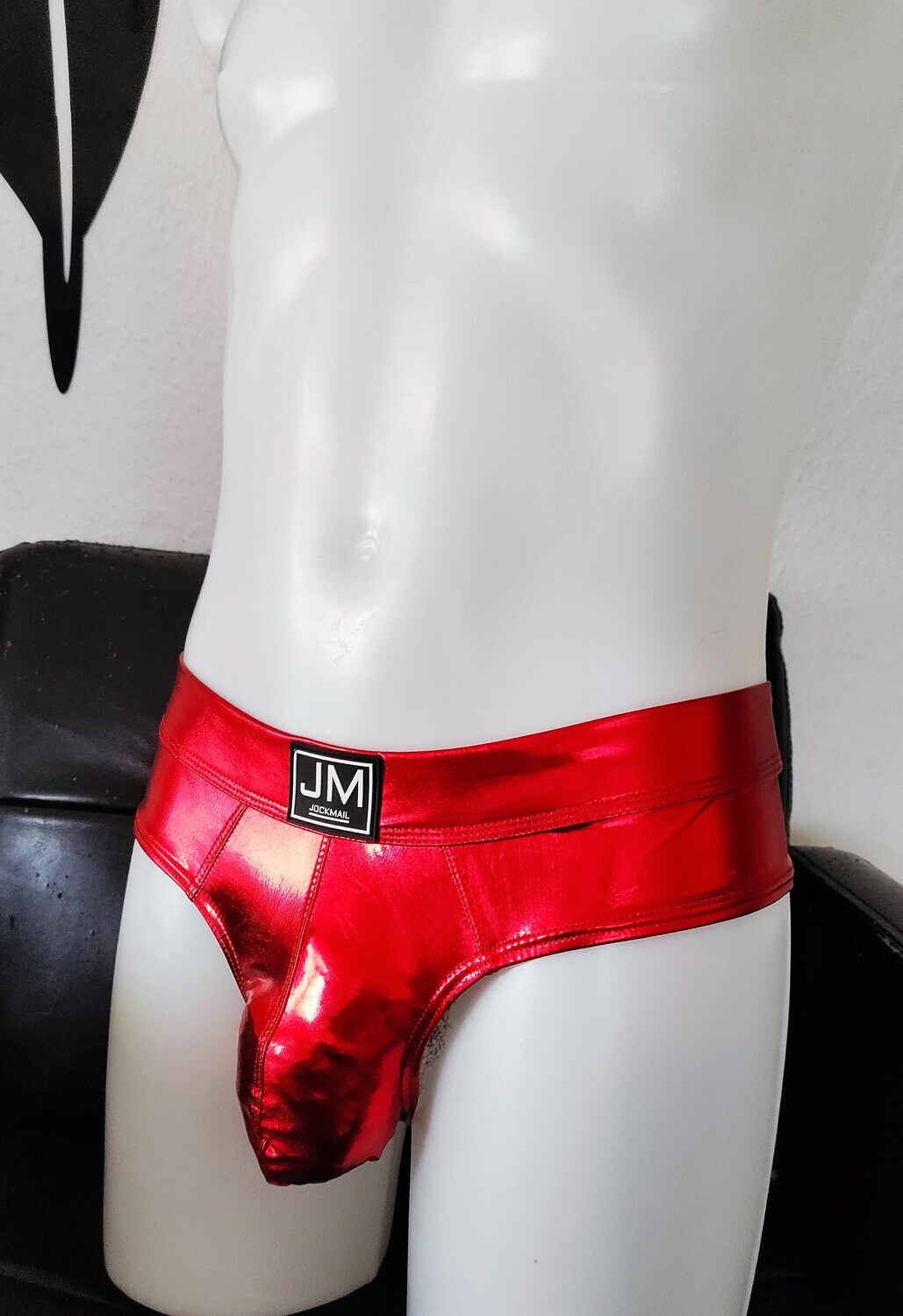 &quot;Metallic-Red&quot; Shiny String-Tanga Slip Wetlook Style, Softbund Gr. M oder L