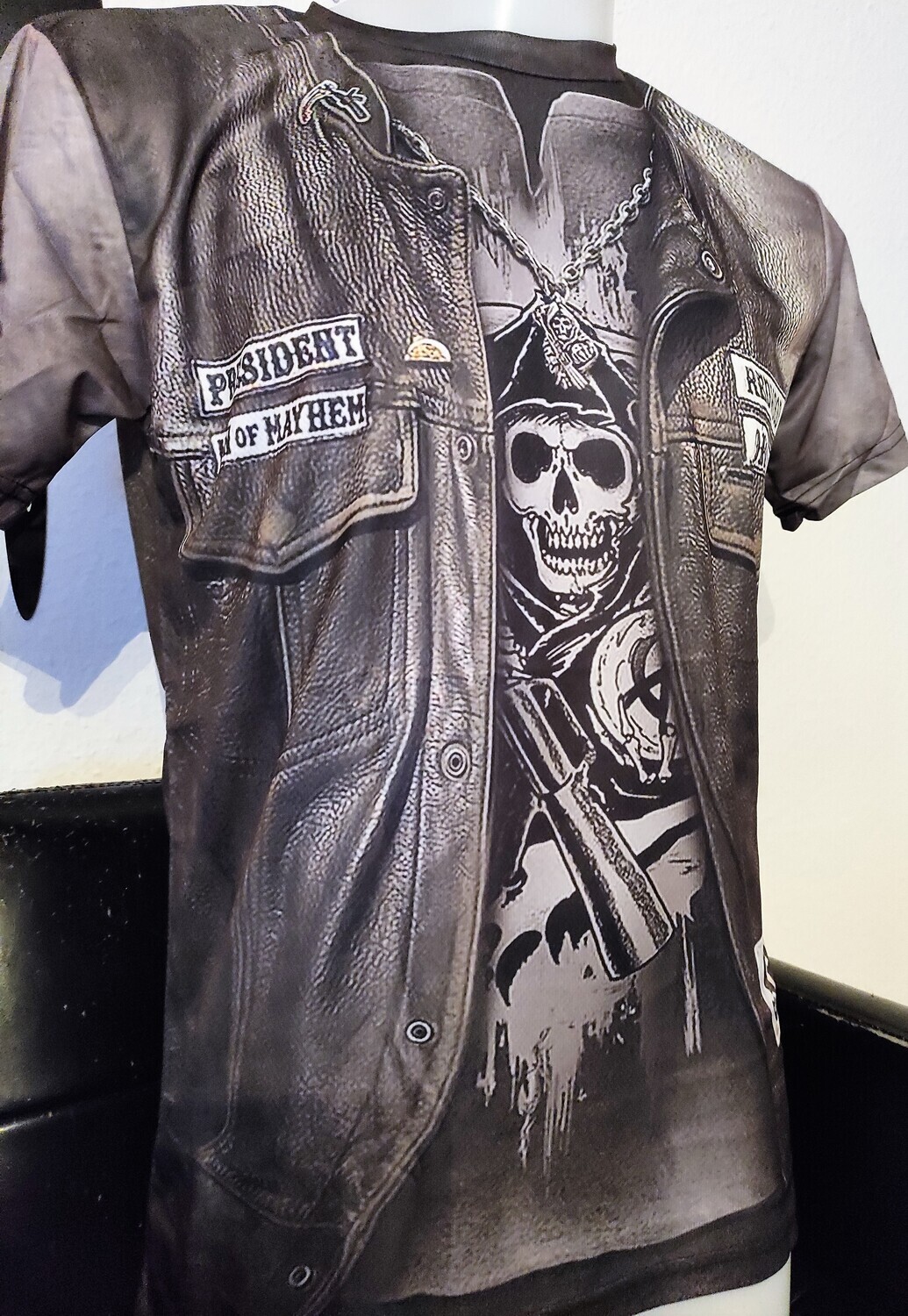 Biker Skull 3D Print T-Shirt, Motorrad, Chopper, Herren T-Shirt, , Gr. L, 2XL, 4XL, 6XL