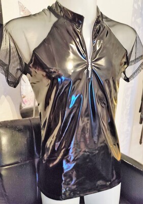 Mega heiss! Lackleder Hemd Herren, Glossy Lackleder, Wetlook, Zipper, Size S/M