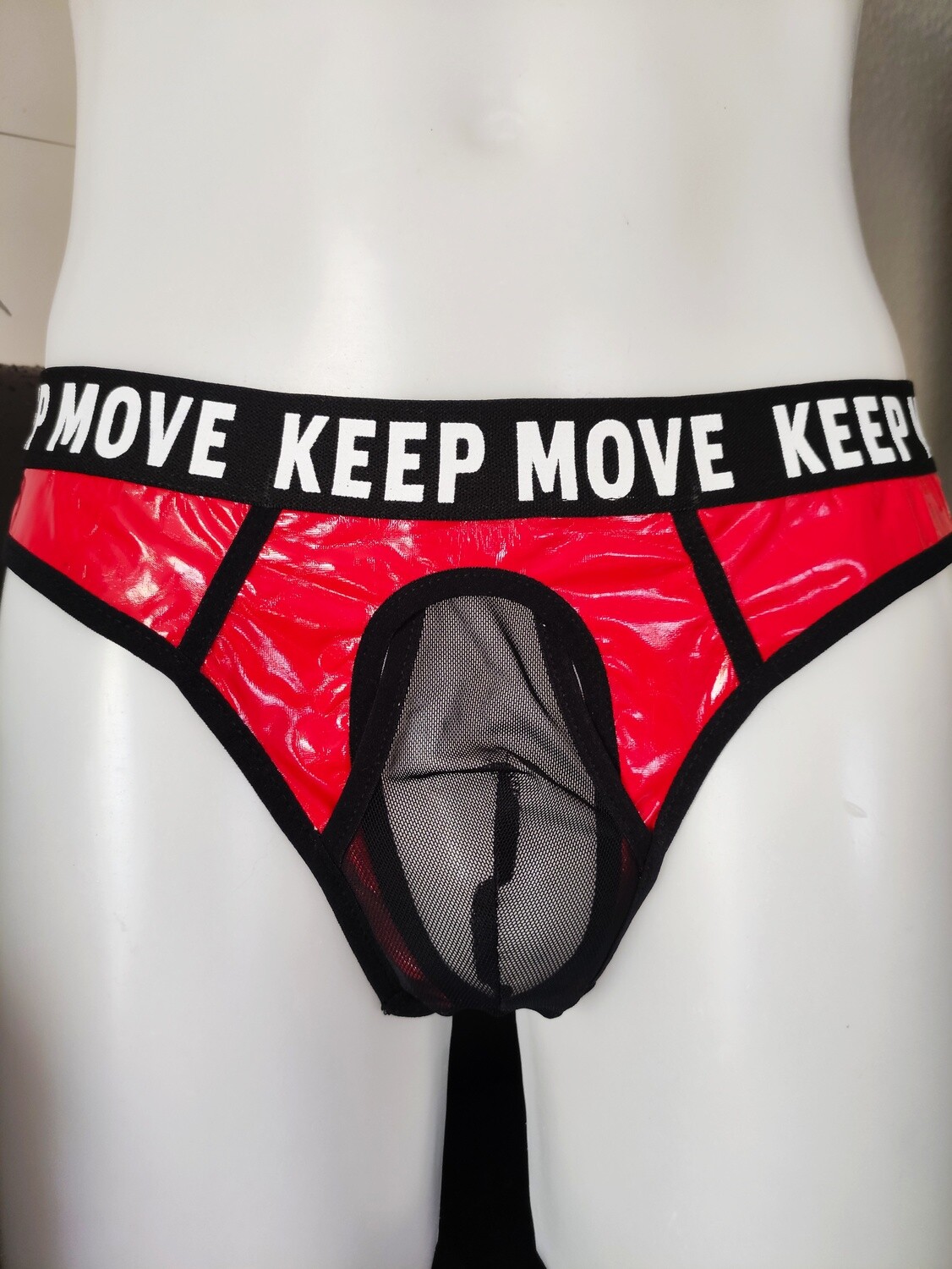 BRAND NEW! Mega Glossy Sexy Lackleder &amp; Nylon Hipster/Slip Spiegelglanz, RED, S bis XXL