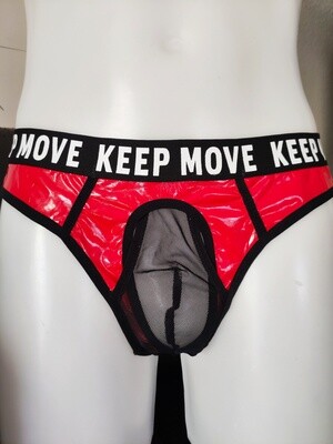 BRAND NEW! Mega Glossy Sexy Lackleder &amp; Nylon Hipster/Slip Spiegelglanz, RED, S bis XXL