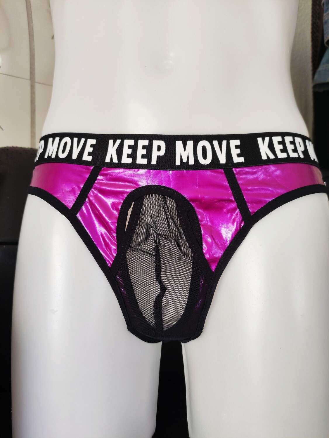 BRAND NEW! Mega Glossy Sexy Lackleder &amp; Nylon Hipster/Slip Spiegelglanz, Purple, S bis XXL