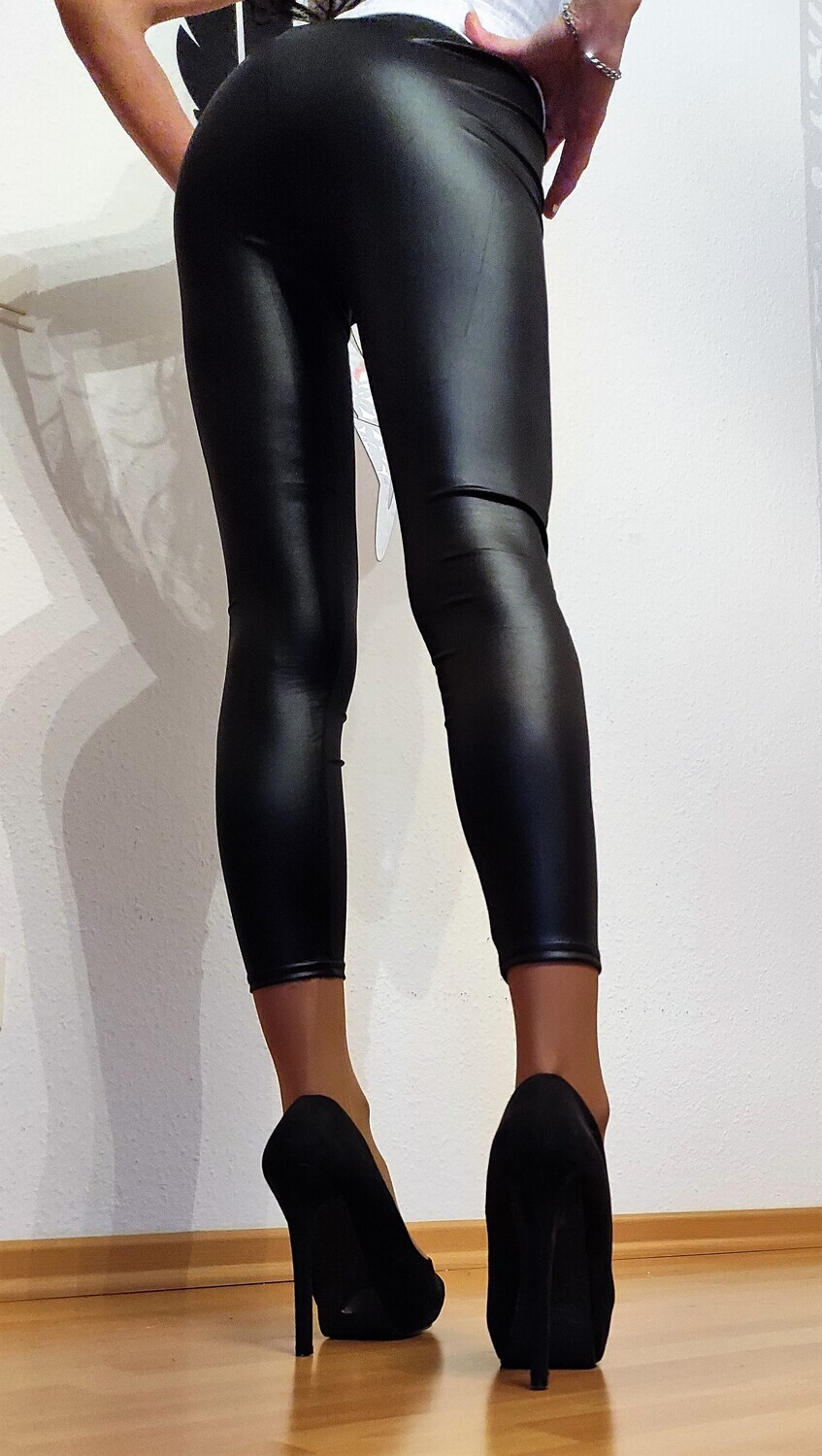 Unisex! 7/8 Wetlook-Style Jeggins, Low Waist, Stiefelhose, Lackoptik, Size S
