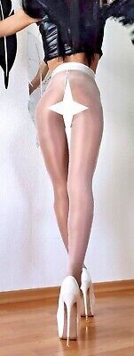 Hot White! Glossy Nylon, High Waist Satin Feeling, Softbund, Reißfest, One Size