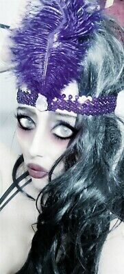 Burlesque Feder Kopfschmuck Stirnband Pailletten Charleston 20er Jahre Kostüm , Purple