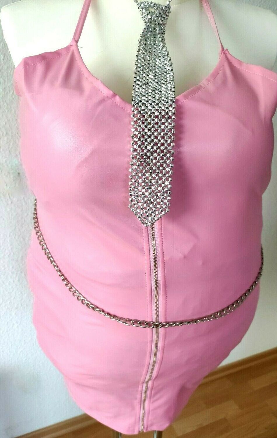&quot;Miss-Pinky.Leather-Curvy-Star&quot;,  ONLY BigSize!! Lederkleid Super Size Shape &amp; Form Lederoptik mit Zipper  Größe 60/62, 4XL bis 5XL