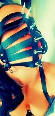 Leder-Maske Edelstahl Spikes, Ringe, Gurte, Bondage-Set , Unisex, anpassbar