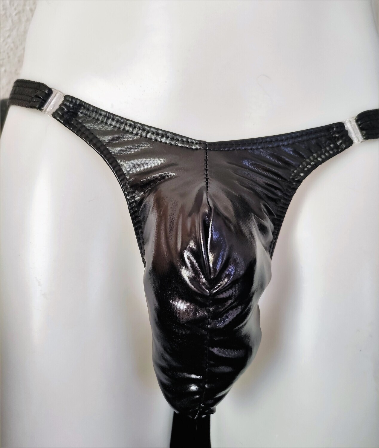Mega Sexy Glossy Black Herren String Slip Underwear Lackoptik Softbund One Size
