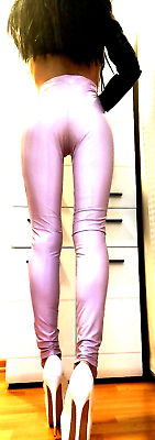 Black Specialz New Exclusive Highwaist Glossy Lack Pants Zipper Button Rosé L