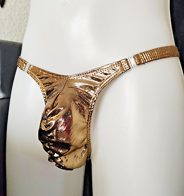 Hot &amp; Sexy! Metallic Gold Herren String Underwear Glossy Optik Softbund One Size
