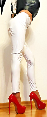 &quot;Amazing Star&quot; High Waist Lackhose Pants Completely Zip Glossy Lackleder Size XL