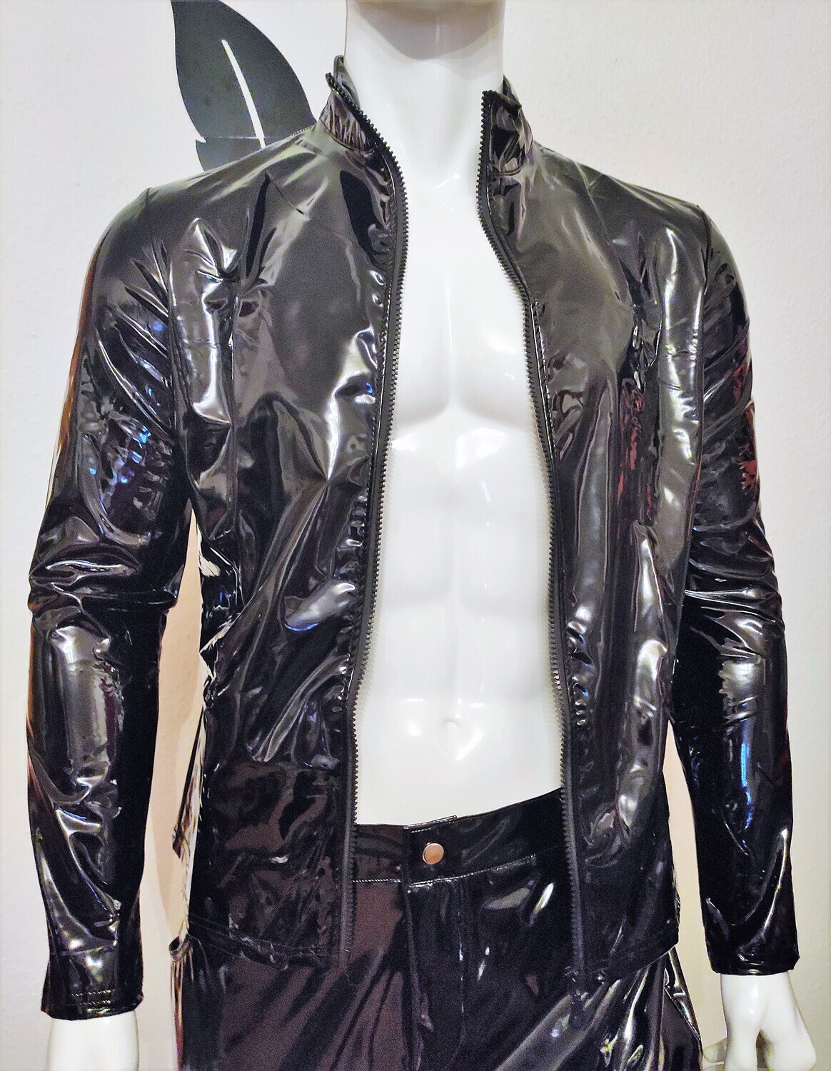 BRAND NEW! X-tra Hot ! Herren Lackleder Hemd Glossy Lack in Black, Größe 4XL