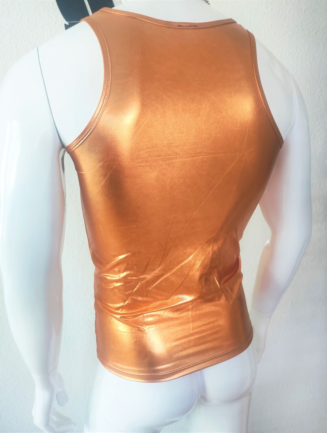 Shiny Rot-Gold Wetlook Style Men Herren Tank Top X-trem Forming Stretch Gr. 2XL