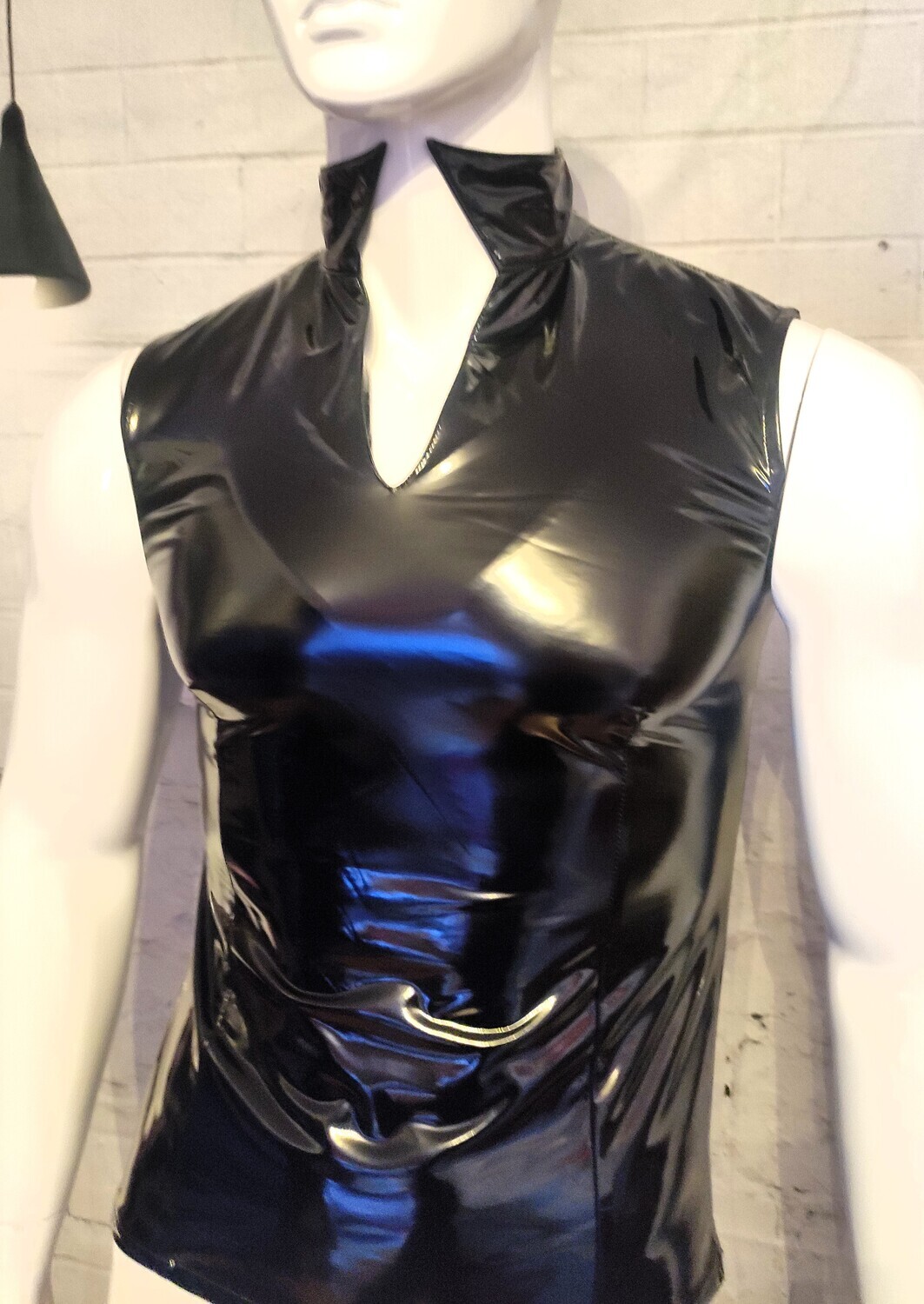 Glossy Black Mirror Lack Shirt Men Part I, BSaM Brand, Sexy Shape &amp; Form Size 4XL