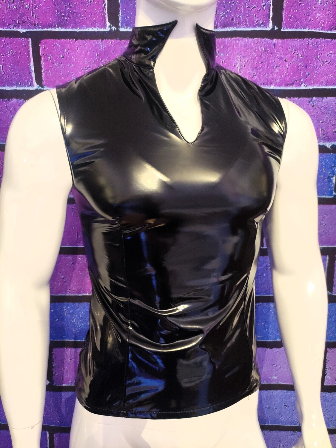 Glossy Black Mirror Lack Shirt Men Part I, BSaM Brand, Sexy Shape &amp; Form Size S