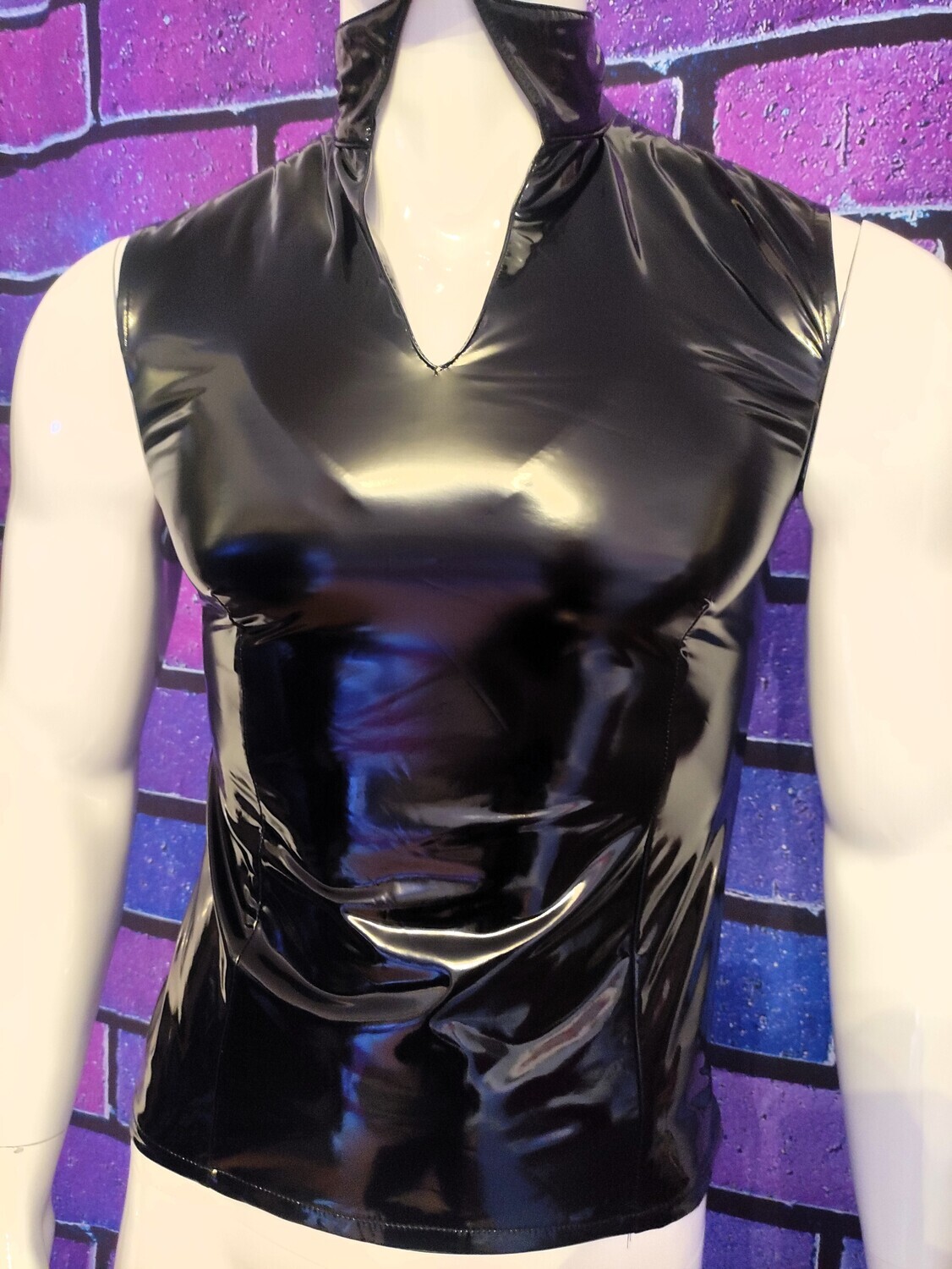 Glossy Black Mirror Lack Shirt Men Part I, BSaM Brand, Sexy Shape &amp; Form Size L