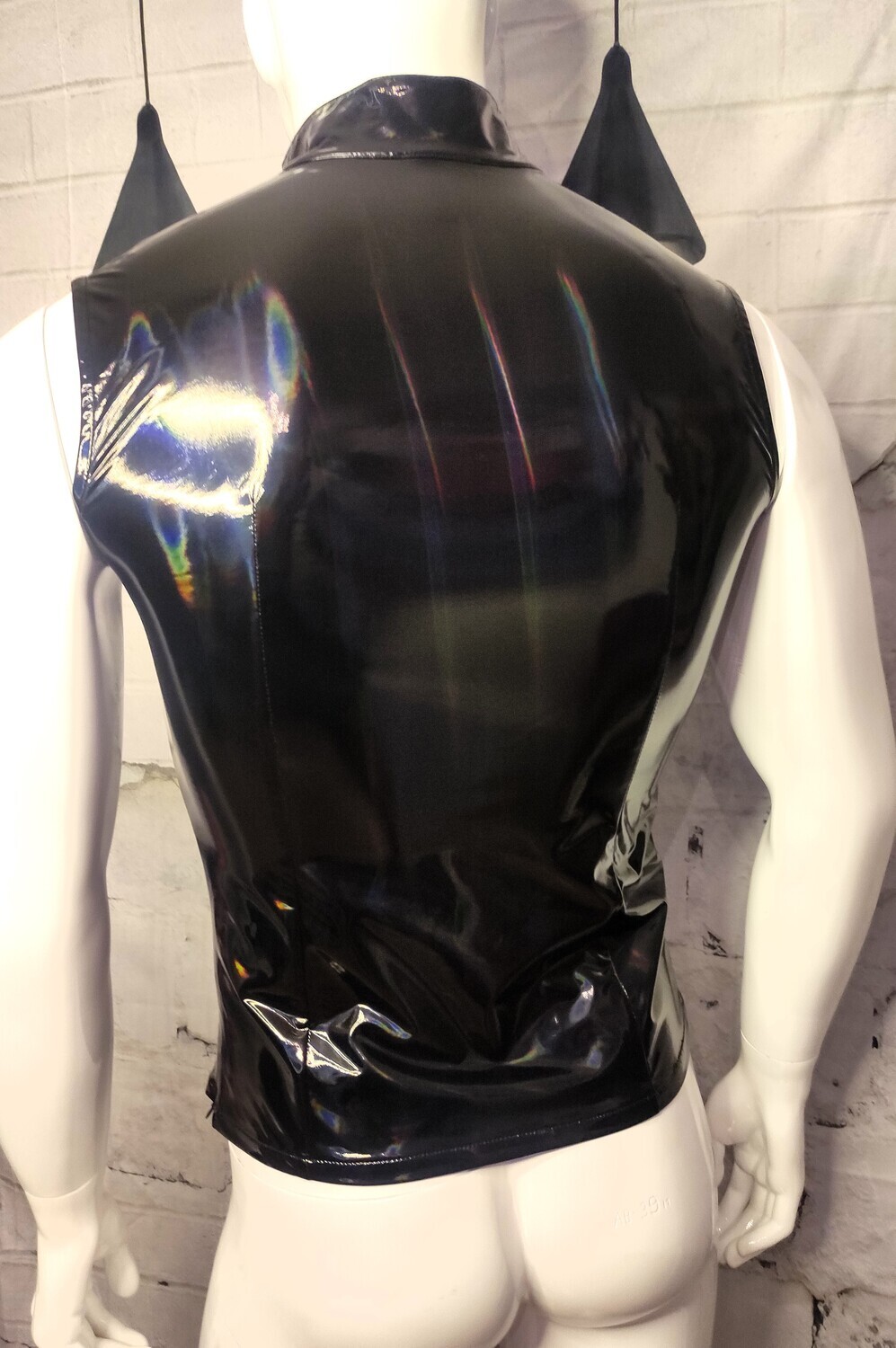 Glossy Black Laser Lack Shirt Men Part I, BSaM Brand, Sexy Shape &amp; Form Size 5XL