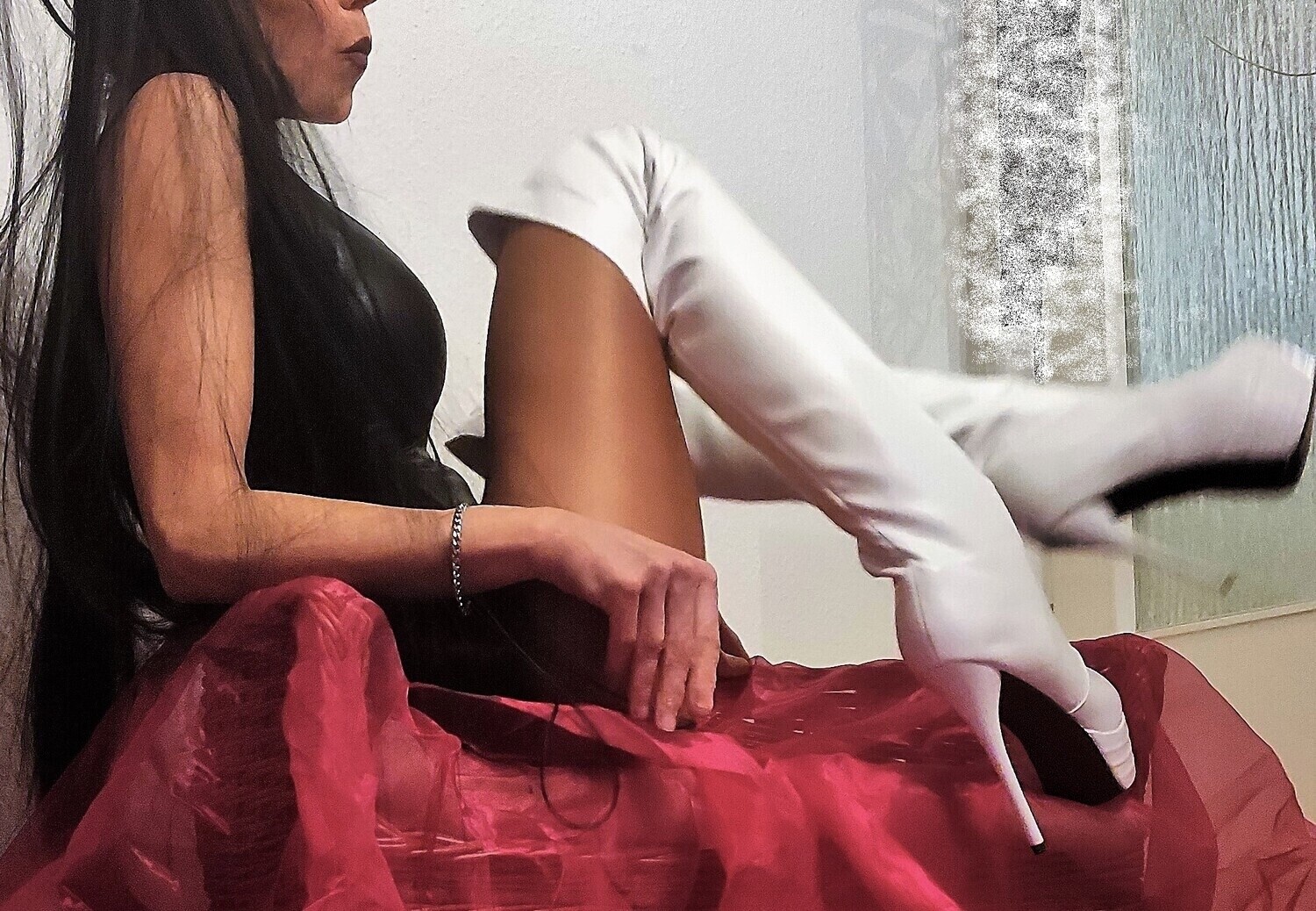New! White Plateau-Overknee-Stiletto Softes Faux-Leather, Specialz  Gr 40,5