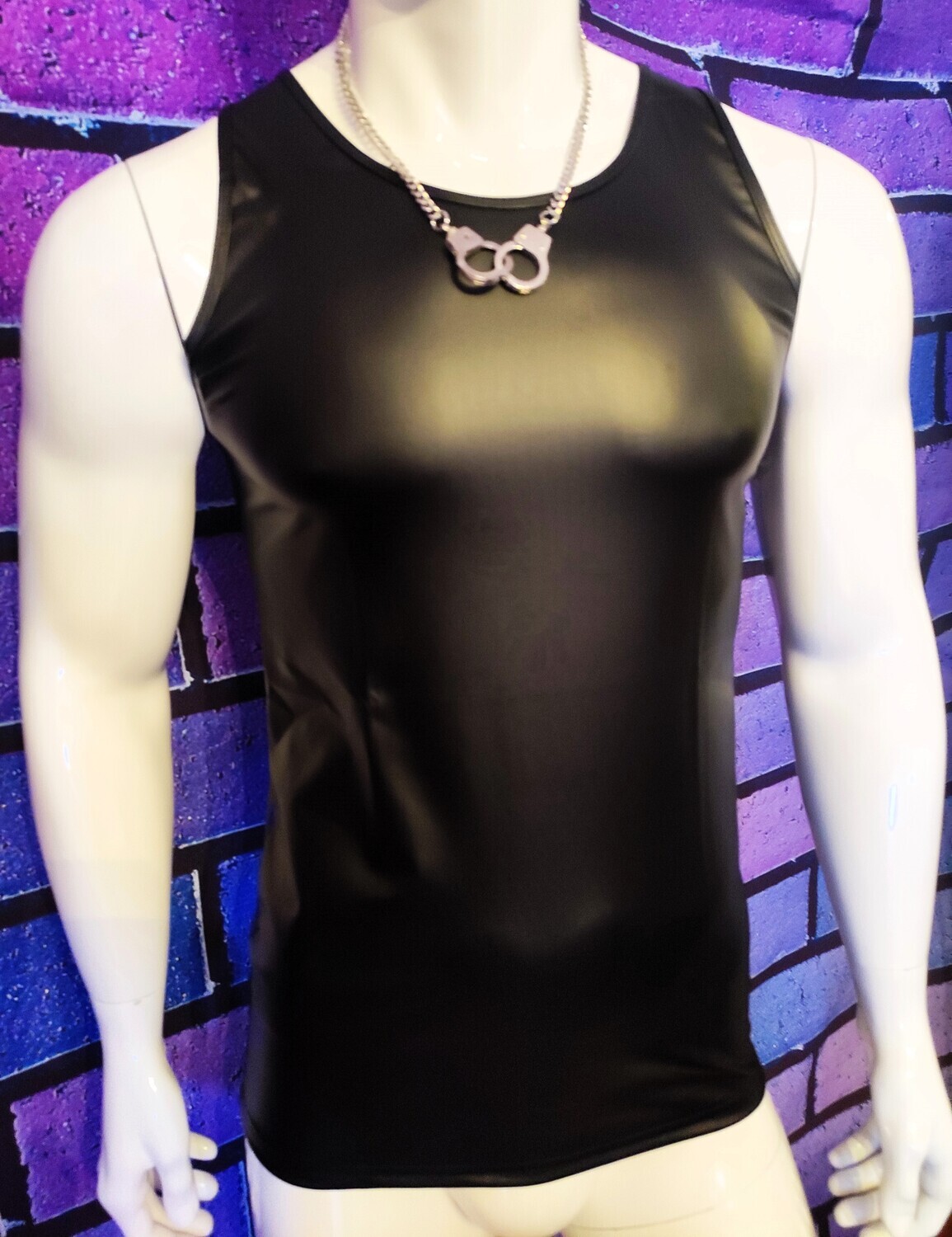 Sexy Tank Top Herren, Wetlook Style, PU/Lederoptik, X-trem Shape Effekt, Size 5XL