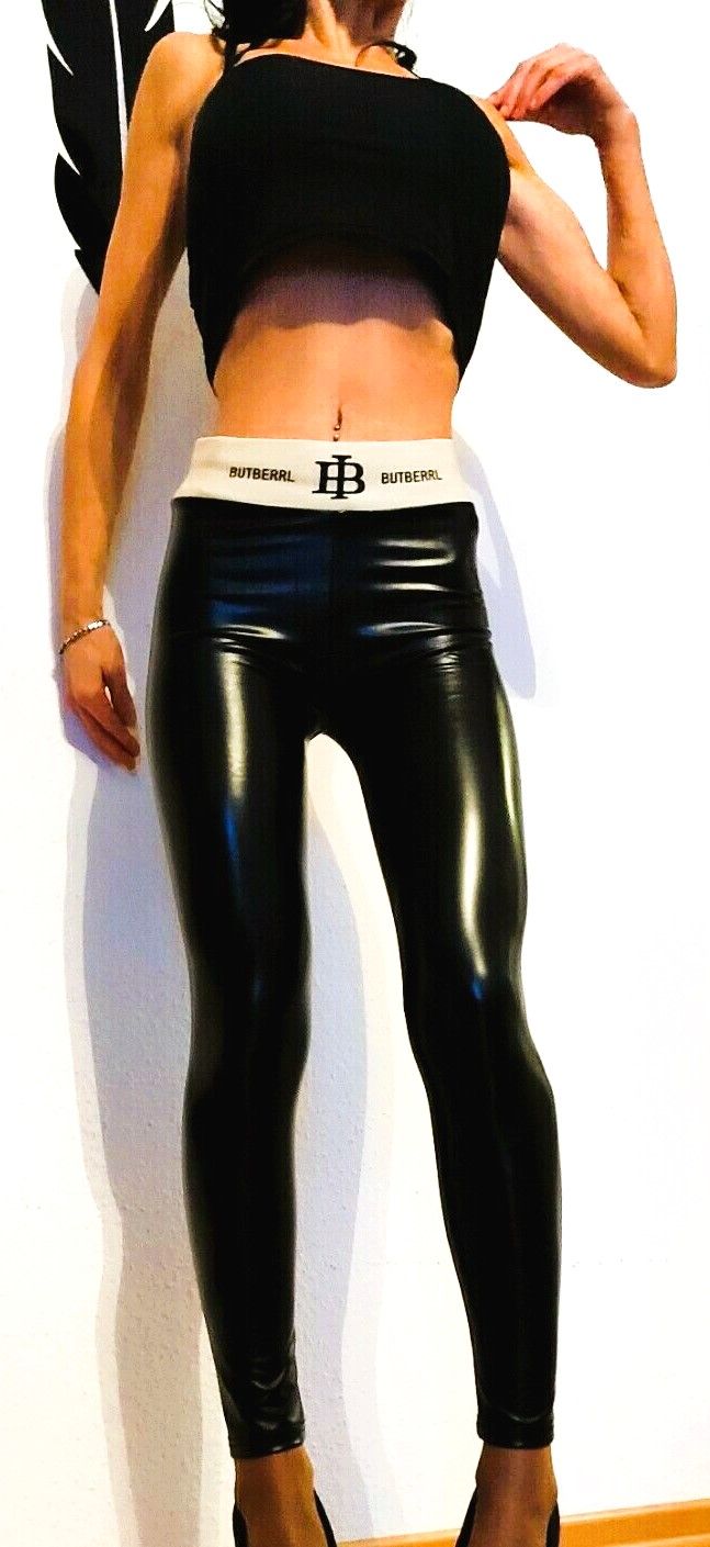 Unisex First Class Sporttights im Wetlook-Style, Superstretch mit Shape &amp; PushUp Funktion,Softbund, S, M, L