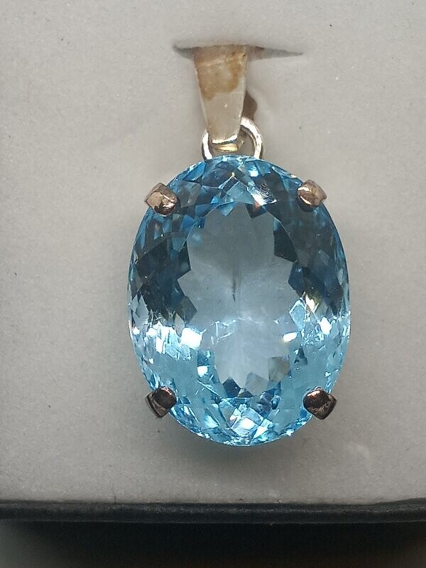 Blue Topaz, Elongated Cushion, 23.85ct 4.78g, .925 Sterling Silver mounted