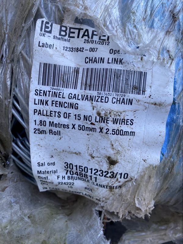 Galvanised Chain Link Inc Line Wire Fencing 1.8mt x 50 x 2.50mm 25mt Roll