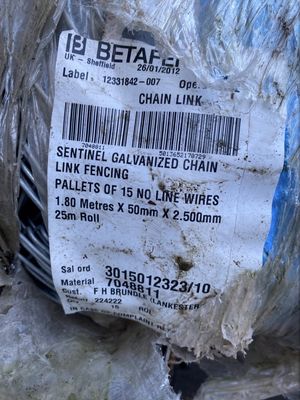 Galvanised Chain Link Inc Line Wire Fencing 1.8mt x 50 x 2.50mm 25mt Roll
