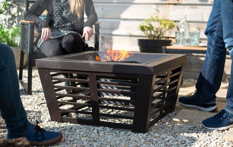 Black Elda Large Bowl Fire Pit with BBQ Grill