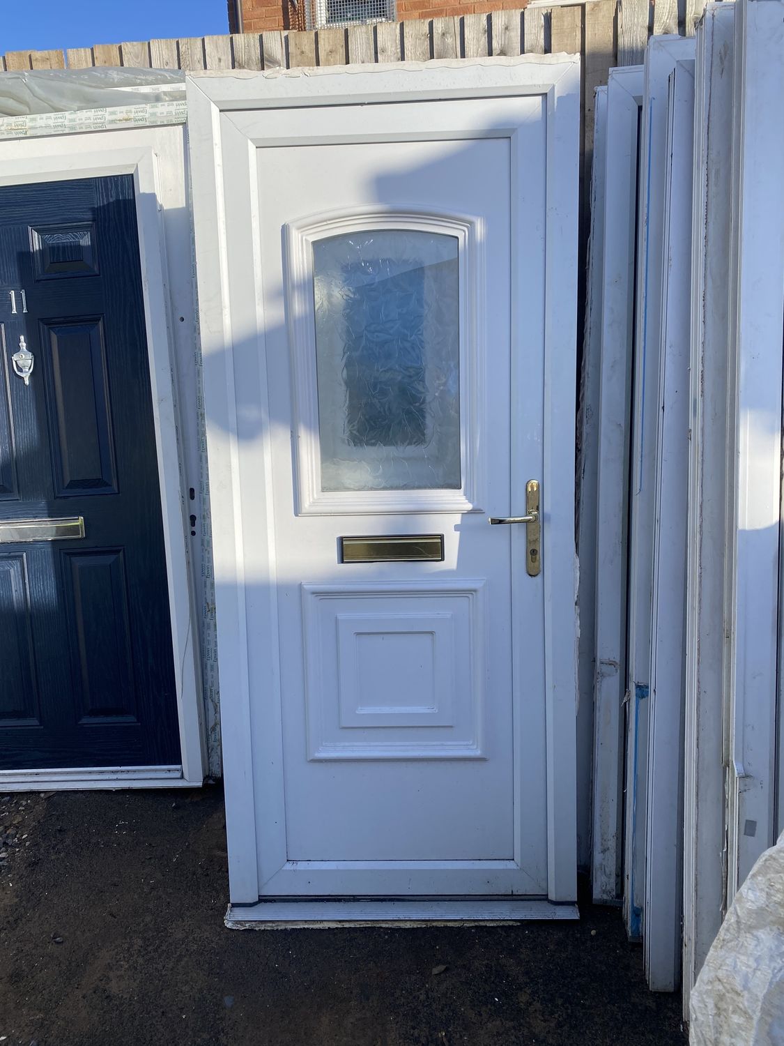 White uPVC External Door with Glass 890 x 2008 RH